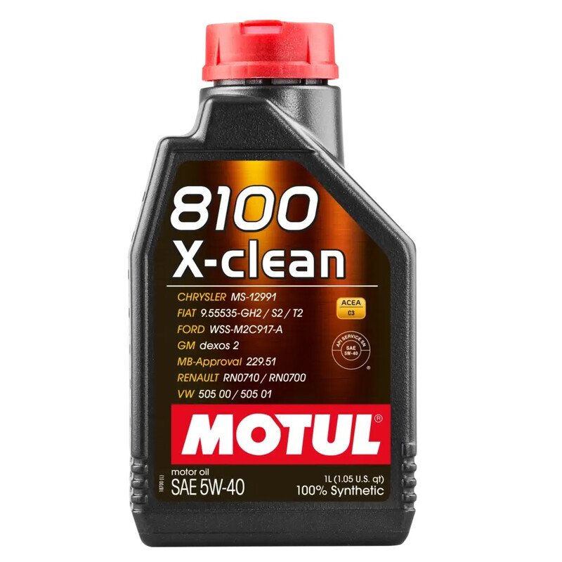 1L Huile Motul 5W40 8100 X-Clean (VAG, Renault Sport, Ford, GM Dexos 2)